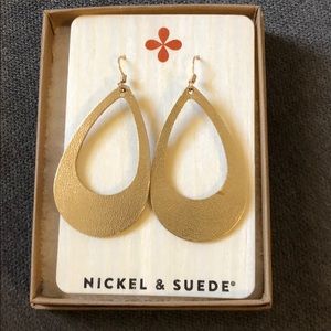 Nickel & Suede Gold Leather Cut-Out Earrings